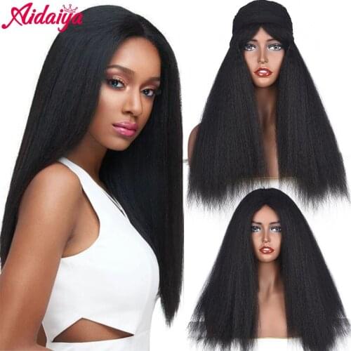 AIDAIYA Synthetic Wigs Yaki Straight Hair Wig For Women Yaki Straight Long Afro Hair Wig Heat Resistant Fiber African Wig