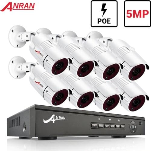 ANRAN Surveillance System H.265 8CH POE System 5MP Metal Outdoor Waterproof Network Camera CCTV Security System Surveillance Kit