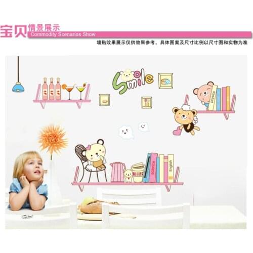 Free shipping cute smile bears wall stickers for childrens room wall decorative ZY7061 wall stickers eco-friendly stickers