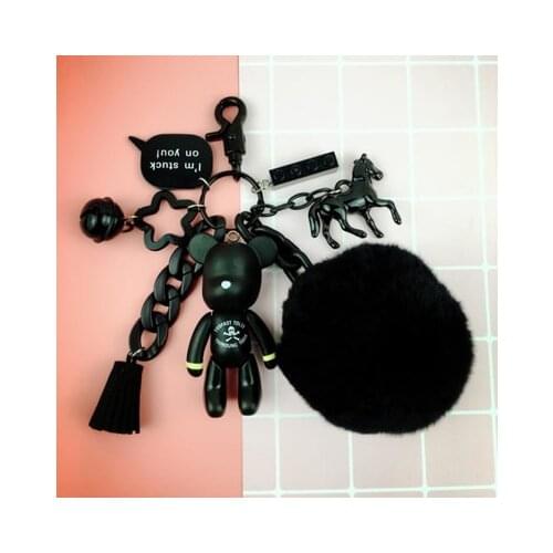 Bomgom Cartoon Popobe Gloomy Bear Teddy Bear Cute Keychain Fur Pompoms Pom pom Holder Bag Charm Holder Key Chain Pendant F146