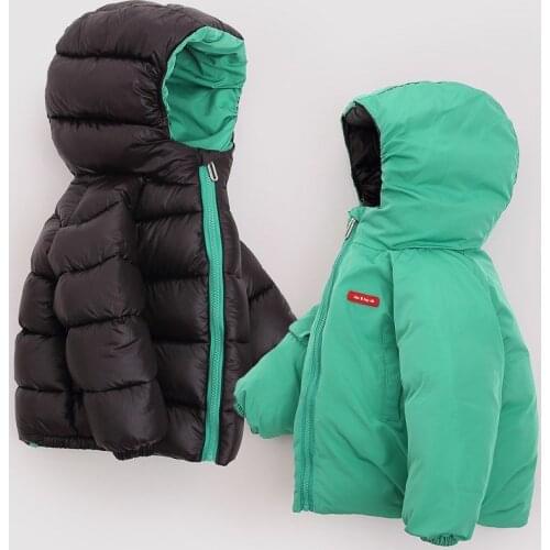 Baby boy baby winter childrens down jacket girl thickened child double-sided wear coat