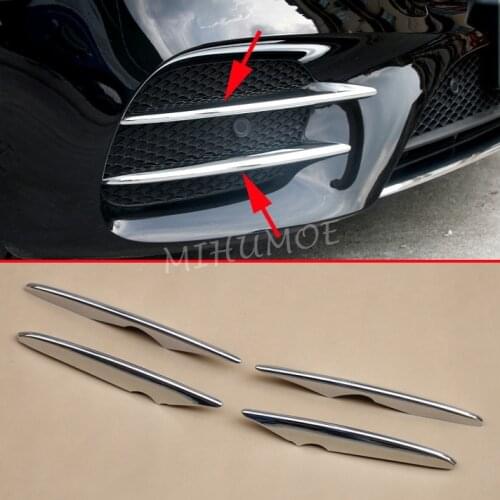 Chrome Front Bumper Grill Cover Fog Light Trims For 2016-2019 Mercedes GLC X253 C253