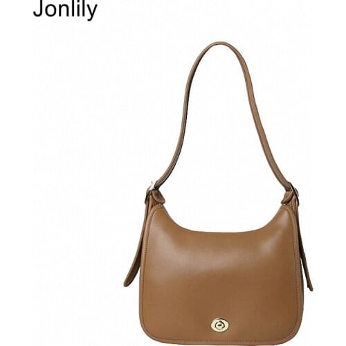 Jonlily Women Genuine Leather Shoulder Bag Female Fashion Underarm Bag Elegant Handbag Totes Armpit Bag Daybag Purse -KG471