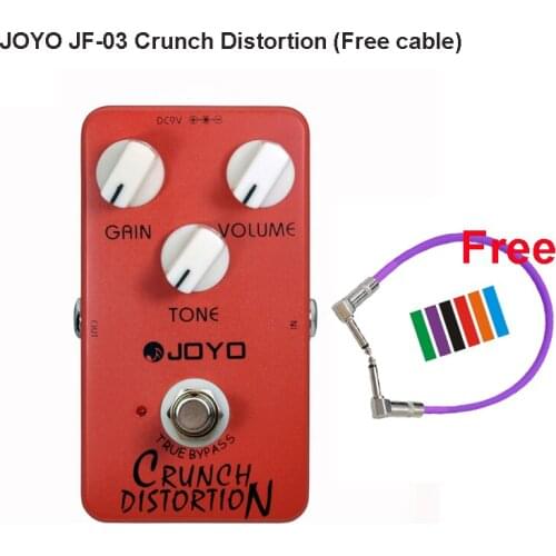 JOYO JF-03 Crunch Distortion Effective Pedal for Electric Guitar British Classic Rock Full-Stack Gain Settings and Tone + cable