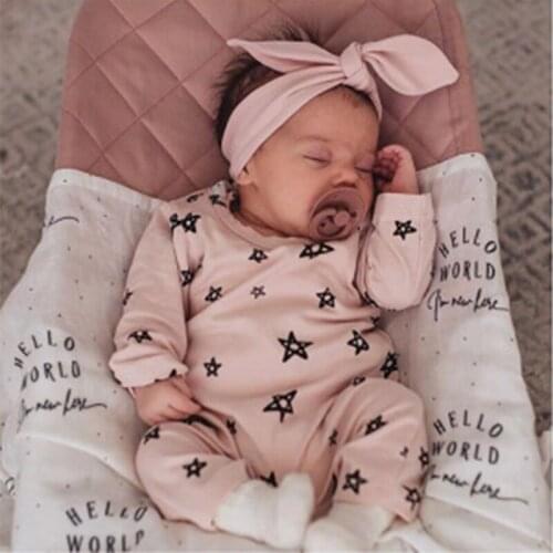 2021 New Spring Autumn Newborn Long Sleeve Star Pattern Baby Boys&Girls Outfit Rompers Free Shipping Clothes Baby Shower Gifts