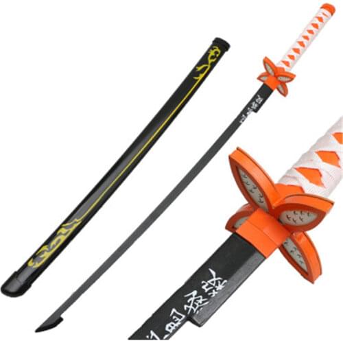 Cosplay Anime Kimetsu no Yaiba Sword Weapon Demon Slayer Half Kochou Shinobu Agatsuma Zenitsu Sword 1:1 Knife Wood Prop 104cm