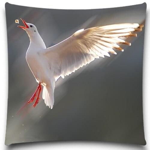 Dove to catch food in the air 2D print creative Pillow case Square cotton polyester cushion cover 5 size 9 style