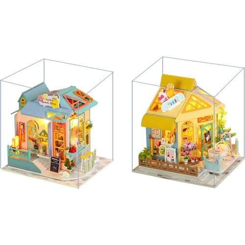 Creative Mini Wooden Dollhouse with Furniture Kits Cottage Birthday Gift Toy