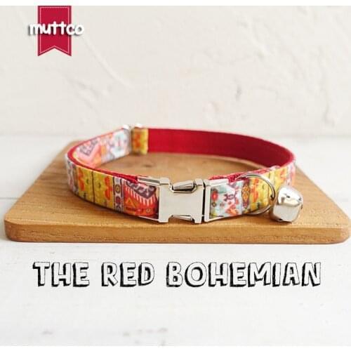 MUTTCO Retailing fashion handmade soft stubborn cat collar with THE RED BOHEMIAN cat collar leash 2 sizes UCC055