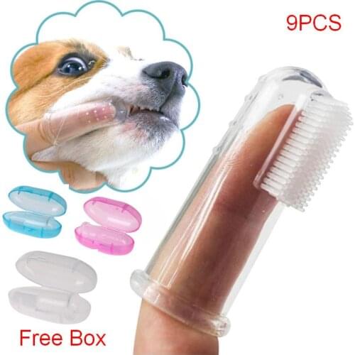 Soft Pet Finger Toothbrush Teddy Dog Brush Bad Breath Tartar Teeth Care Dog Cat Cleaning Supplies Soft Tooth Brush products