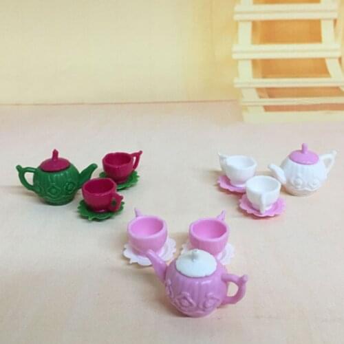 3pcs Kitchen Mini Cute Tea Pot Cup Plate Set Pretend Play Girl For Doll Accessiores Dollhouse Decor Classic Toy