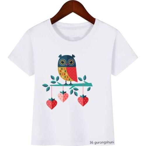 Birds Drinking and Animals Cartoon Print 2020 New Hot Sale Baby T-shirt Funny Kids Tshirt Clothes Summer Boys/girls T Shirt Tops