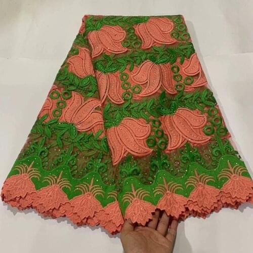 New arrival african lace fabric 2020 high quality lace latest nigerian embroidery net tulle lace with stones for wedding 5yards