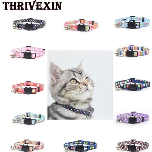 Cat Collar with Bell Safe Collars for Cats Nylon Kitty Collars Pet Products Breakaway Kitten Necklace Kedi Coleira Gato