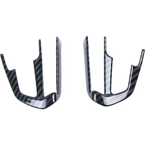 Carbon Fiber Look Steering Wheel Button Cover Trim 2Pcs for Cadillac CT4 2020