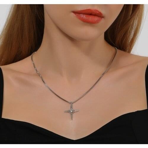 Punk Cuban Choker Necklace Silver Cross Virgin Mary Pendant Necklace for Women Vintage Necklace Jewelry Accessories