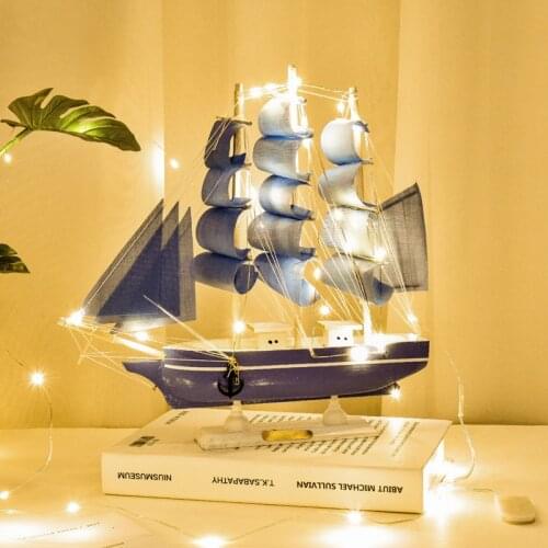 Sailing Boat Mediterranean Style Decorations Creative Ship Model Crafts Pirate Ship Small Wooden Boat