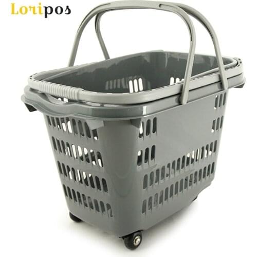 Shopping Basket Trolley Plastic Shopping Basket Shopping Basket With Wheels Mall Supermarket Convenience Store Shopping Basket