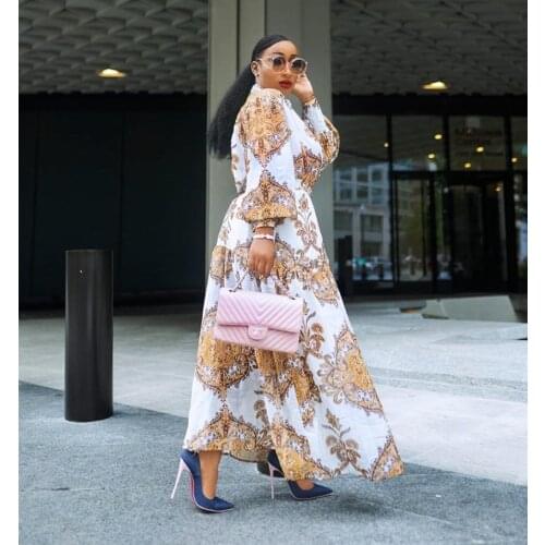 African Dresses for Women Spring Autumn 2020 Long Shirt Dress Dashiki Maxi Dresses Elegant Long Sleeve Plus Size Vestidos