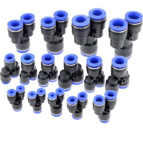 3 Way Port Y Shape Air Pneumatic 12mm 8mm 10mm 6mm 4mm OD Hose Tube Push in Gas Plastic Pipe Fitting Connectors Quick Fittings