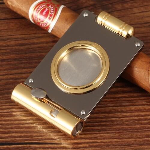 Cohiba Cigar Cutter Stainless Steel Sharp Cutter Pocket Blade Guillotine Portable Cutters W/ Cigar Punch Accessories