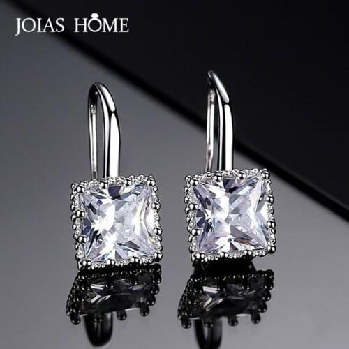 JoiasHome 925 Sterling Silver Earrings Korean Simple Crystal Clear Zircon Formula Dangle Earrings Wedding Party Wholesale Gifts