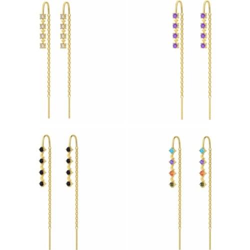 AIDE 925 Sterling Silver Purple Zircon Earrings For Women Stars Earrings Dangle Piercing Pendientes 2021 Trend Private Design