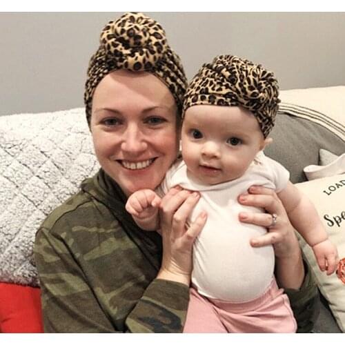 Mom and Baby Hat Leopard Flower Print Newborn Hospital Beanie Baby Donut Knot Hat Turban Kids and Women Headwrap Cancer Hats