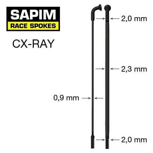 SAPIM CX-Ray Race Aero Bladed Spokes J-Hook, Straight Pull CX RAY Spoke 135-310 mm