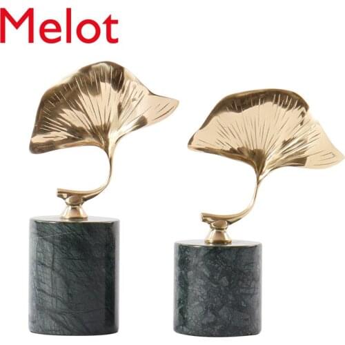 Light Luxury Brass Ginkgo Leaf Art Decoration Sales Office Model Room Light Luxury Small Ornaments