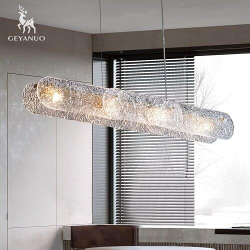 Light luxury post-modern restaurant chandelier creative designer all copper water pattern glass chandelier