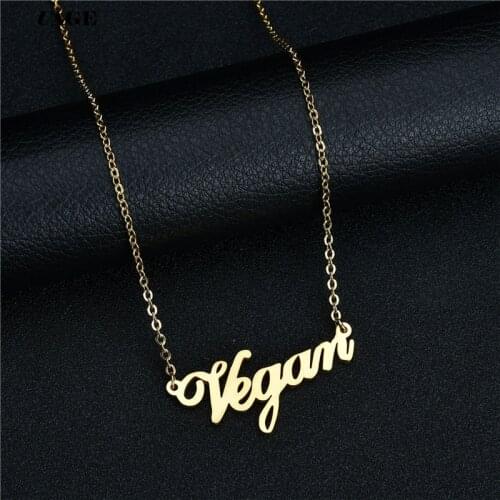 UAGE Vegetarian Symbol Letters Vegan Necklace Vegan Lifestyle Gift Jewelry for women Necklace