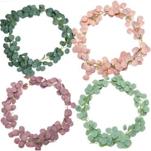 Wreaths Dense Leaf Artificial Eucalyptu Garland Silk Eucalyptus Vines Handmade Greenery Wedding Backdrop Wall Decoration SN722
