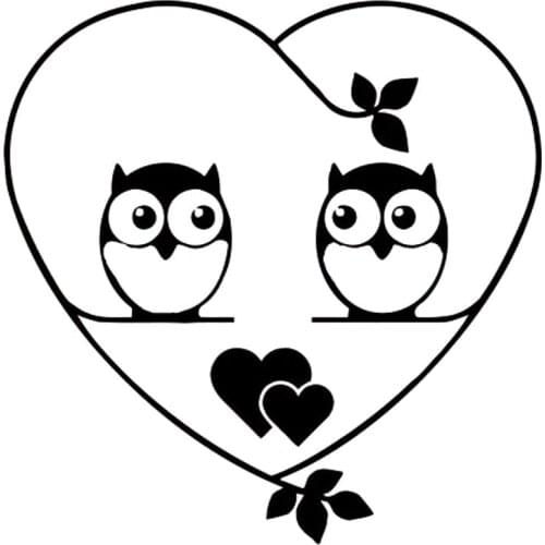 15X15CM Two Owl Loving Vinyl Car Sticker Decal Black Silver Car Accessories Car-styling S6-2563