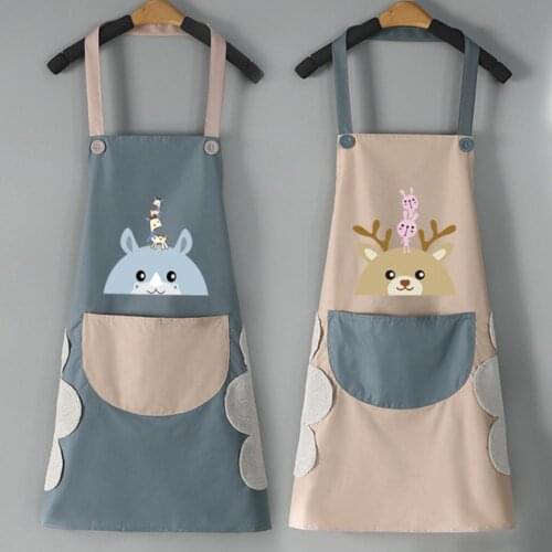 Waterproof Anti-Stain Cartoon Deer Apron Home Kitchen Cooking Baking Cleaning Bib