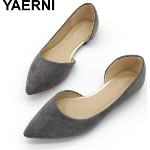 YAERNI Newest Womens Basic Flats Shoes Spring Autumn Pointed Toe Shallow Ballet Flats Shoes For Woman Ladies Single ShoesE791