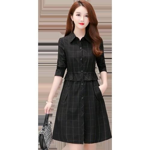 Corta Vento Feminina Spring Clothes Fashion Windbreaker Loose Mid-length Korean Self-cultivation Ladies Jackets Commute Lattice