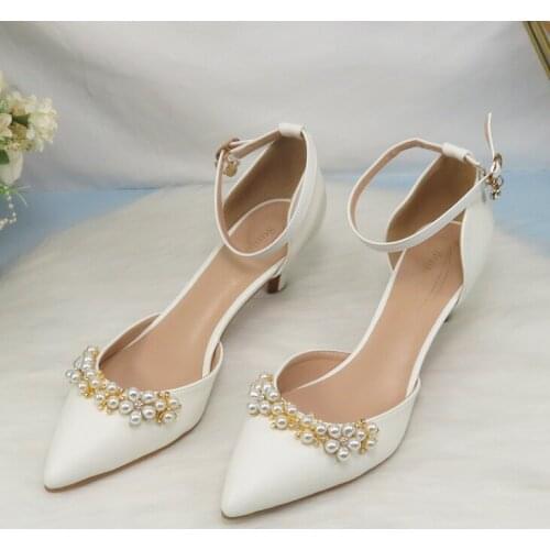 Womens Bridals Wedding Shoes Fashion Sandals Summer Thin Heel Crystal Party Dress Shoes Woman High Pumps Pearl Female Sandals