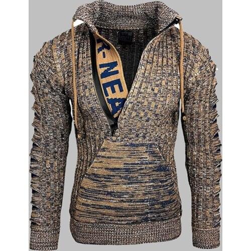 Winter mens sweater fashion High street pullover men Letter printing Half zipper knitting sweater men new year Sweatercoat