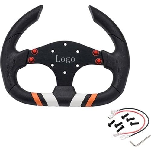 255MM Universal Racing Steering Wheel Genuine Car Sport 12.5" Flat Steering Wheel With Wire And Button