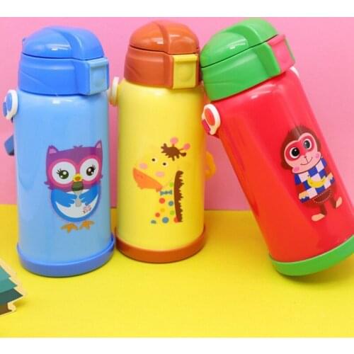 350ML Cartoon Heat Insulation Cup Student Children Double Layer Water Cup Baby Strap Water Bottle