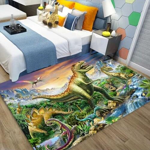 3D Carpet for Living Room Dinosaur Rugs for Kids Bed Room Flannel Anti-slip Baby Crawling Play Mat Rugs and Carept for Boys Room