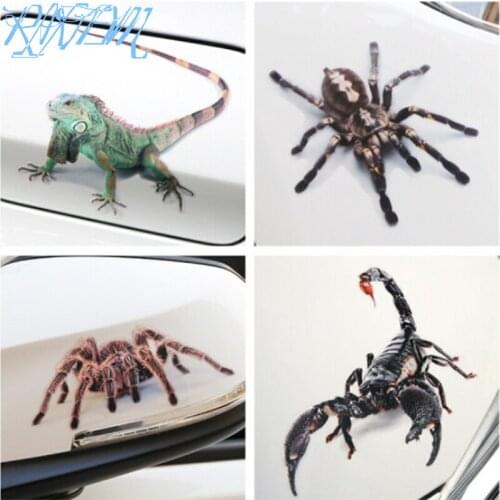 3D Car Sticker Animals Bumper Spider Gecko Scorpions For Toyota Toyota Kijang Innova Calya Rush Fortuner Etios