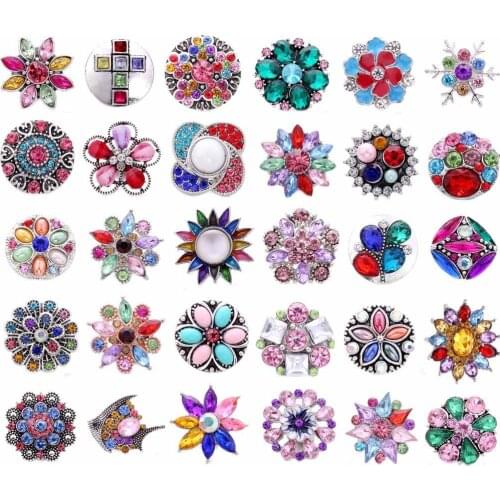 5pcs/lot Colorful Flower Tree of Life Love Snaps Jewelry 20mm 18mm Metal Snap Button Fit DIY Metal Snap Button Bracelet Necklace