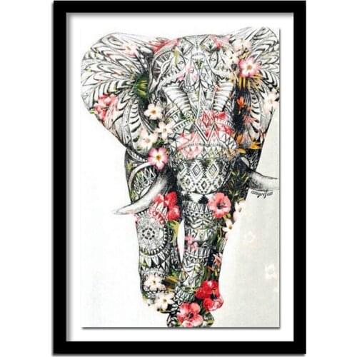 Full Cross Stitch Home Decor 5D DIY Diamond Painting Elephant Diamond Picture of Rhinestones Flower Diamond Embroidery Square