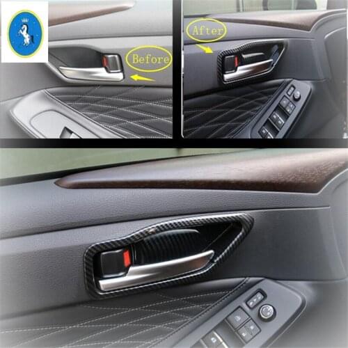 Yimaautotrims Auto Accessory Inner Door Doorknob Handle Bowl Cover Trim ABS Fit For Toyota Avalon 2019 2020 Matte / Carbon Fiber