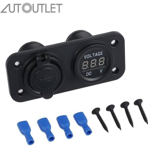 AUTOUTLET for USB 3.1A Charger and Voltmeter Cigarette Lighter Socket Splitter 12V Dual USB Charger Voltmeter Adapter Outlet