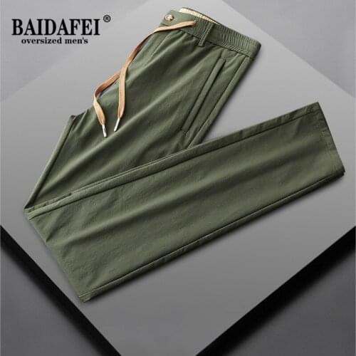 BEIDAFEI 2021 New Black Pants Men New Zip Drawstring Casual Trousers Male Thick Soft Anti-wrinkle Elastic Waist Men Pants M-5xl