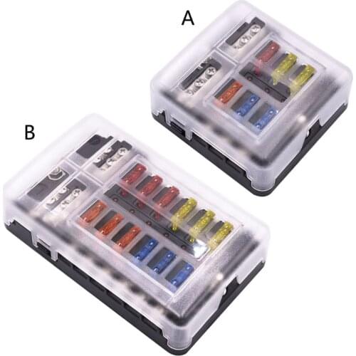 Fuse Block With Ground Circuit Box Holder Protection Cover LED Light Indication Bolt Terminals For Auto Marine Boat N0HF