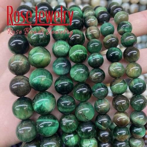 Natural Green Tiger Eye Stone Beads Round Loose Spacer Beads For Jewelry Making 6/8/10/12/14 mm Diy Bracelet Necklace 15" Strand